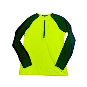 Lauren Ralph Lauren Women's Neon Quarter Zip Up Pullover Athletic Shirt Medium